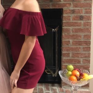 Marron off the shoulder dress